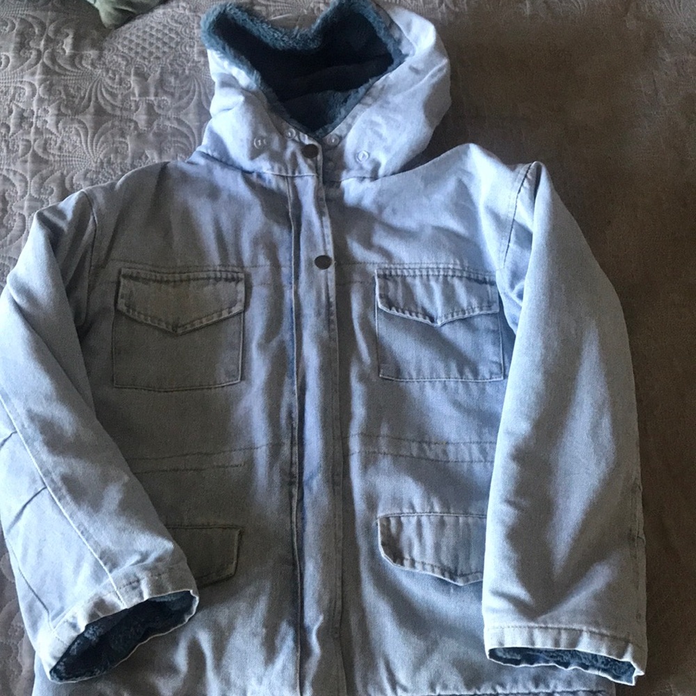 Alex + Nova adult one size denim faux fur jacket